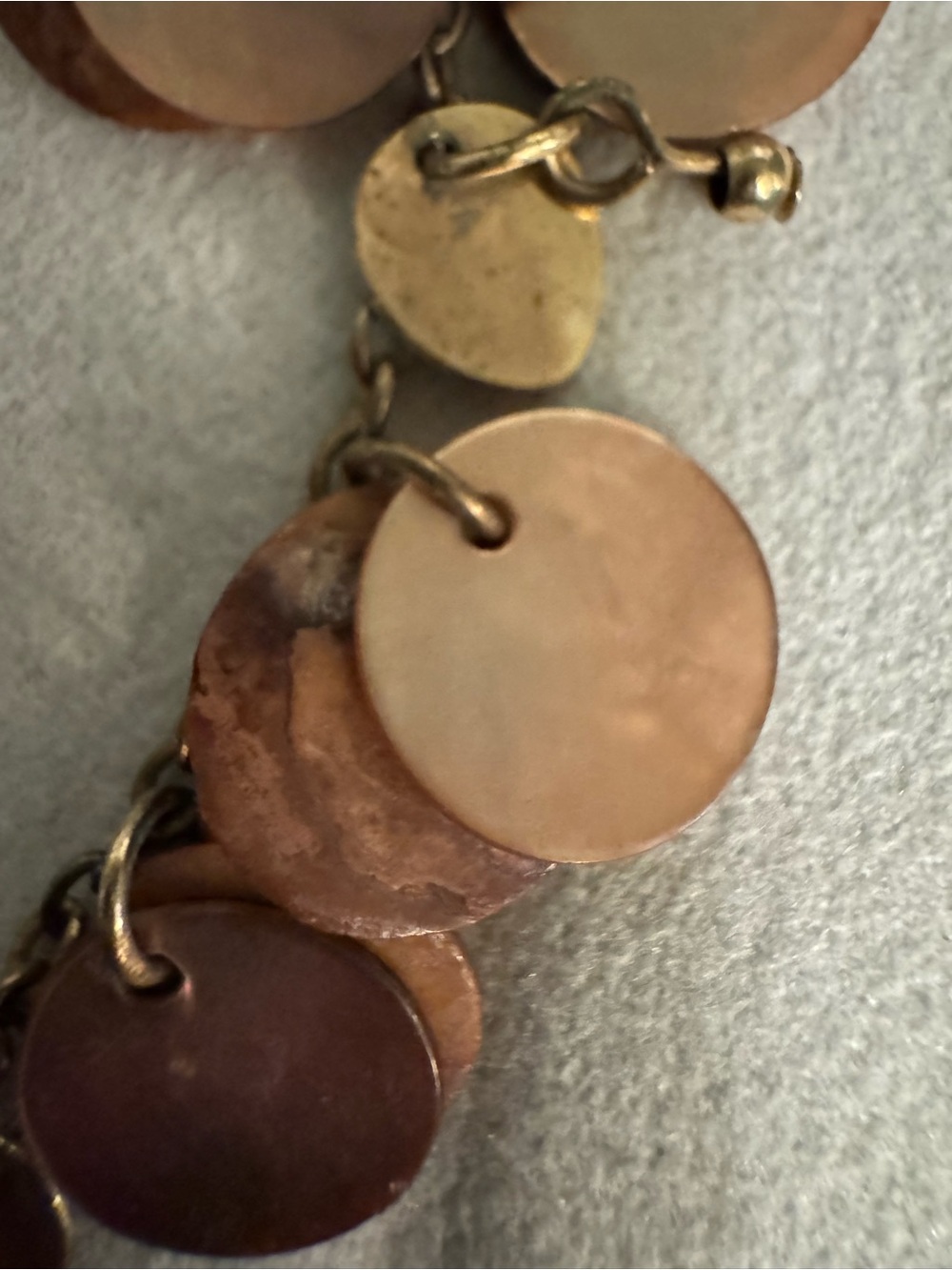 Disc Charm Bracelet – Iridescent Shell and Metal Discs - Picture 2 of 9